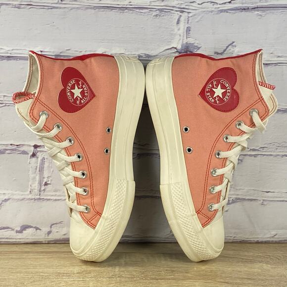 Converse Chuck Taylor All Star Lift Platform Pink Heart Women's 9 High Top Shoes - Picture 5 of 9